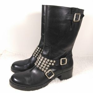 BCBGeneration Black Studded Moto Boots Size 7.5B